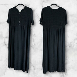 Vintage Max Studio Dresses USA Black Maxi Dress Size 3 Women's M/L Smocked Top